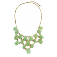 Anselle Spearmint Green Marble Teardrop Bib Necklace